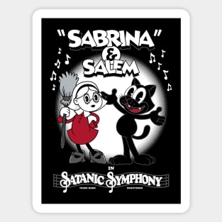 Vintage Cartoon Sabrina Witch and Black Cat Magnet